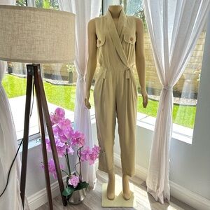 Vintage JSJ Petites Jumpsuit Size L Large 11/12Women's Khaki Green Playsuit